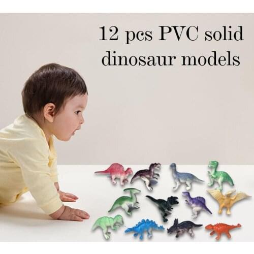 12 Pcs Of PVC Dinosaur Model Simulation Park Wild Mini Dinosaur Animal Vinyl Plastic Toy Action Figure Gift For Kids Toys
