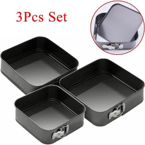 3pcs Square Shape Cake Tins Mold Non Stick Baking Bake Trays Carbon Steel Bread Pans Kitchen Backware Tool Accessories