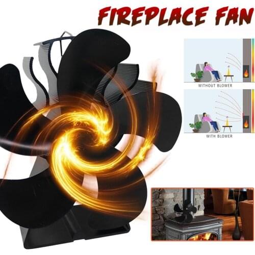 5-blade Fireplace Fan Quiet Safe Heat Powered Stove Fan Aluminum Alloy Quiet Home Fireplace Fan Efficient Heat Distribution Hot