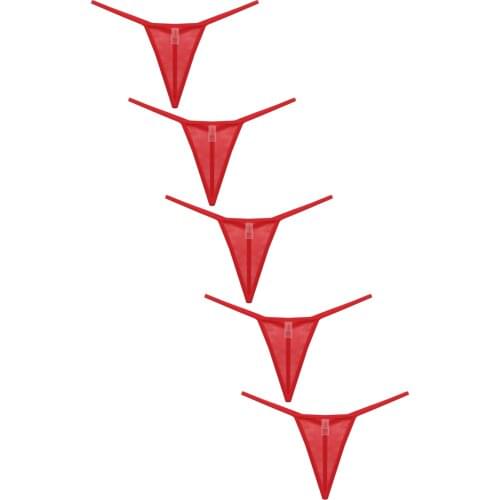 5 Pieces XS S M L XL XXL XXXL Size Black Red Color Transparent Female Sexy Lingerie Underwear G String thongs For Women Ladies