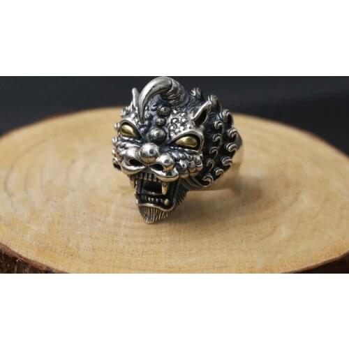 925 STERLING SILVER mythical creatures beast mens punk biker men mens rings Ring jewelry A5077