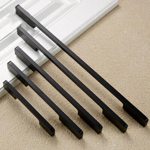 96/160/320mm Metal Door Drawer Cabinet Wardrobe Cupboard Bookcase Pull Handle Knobs Furniture Hardware Handle Sand Black