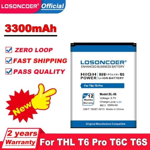 3300mAh BL-06 BL 06 T6 Mpbile Phone Battery for THL T6 Battery T6s T6 Pro T6C DEXP S Ixion ES2 5" DEXP ES 2 5'' Batteries