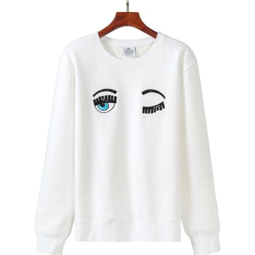 Sequin wink New spring embroidery hoodless top waitmore loose CEC women