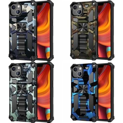For iphone 13 Pro Max Cases Hybrid Armor Bumper Shockproof Phone Case For iphone 12 mini 11 8 7 6S Plus Camouflage Holder Cover