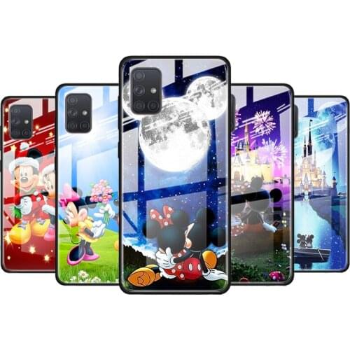 Mickey Minnie cute for Samsung Galaxy S21 Ultra A71 A51 4G 5G A91 A81 A41 A31 A21 A11 A01 Tempered Glass Phone Case