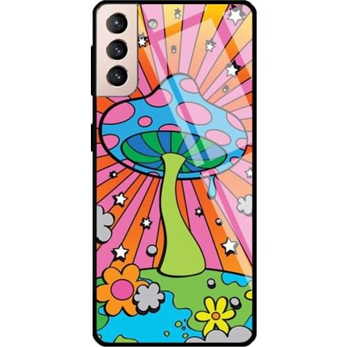 Mushroom aesthetic Tempered Glass Cover For Samsung Galaxy S21 Ultra S20 FE S8 S9 S10 Plus Note 10 20 Case