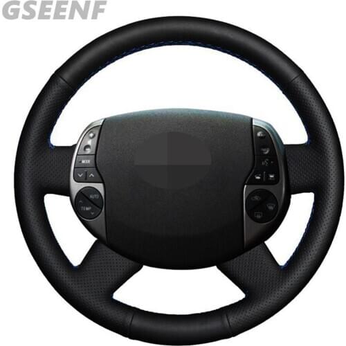 Car Steering Wheel Cover For Toyota Prius 20(XW20) 2004 2005 2006 2007 2008 2009 Black Hand-stitched Soft Artificial Leather