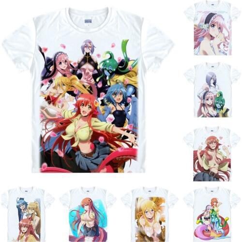 Coolprint Anime Shirt Monster Musume T-Shirts Multi-style Short Sleeve Everyday Life with Monster Girls Miia Papi Cosplay Shirts