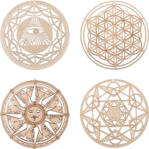 Wooden Wall Art Sacred Geometry Wall Art Wood Sign Crystal Grid Meditation Carved Chakra Home Healing Decoration