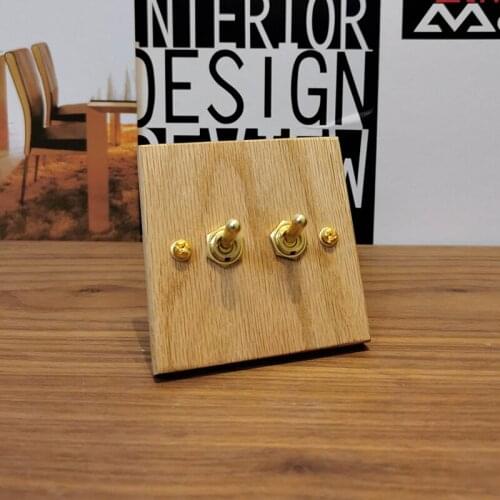 1-4 Gang 86 Toggle Switch Home Improvement Solid Wood Brass Lever Retro Switch 2 Way Wall Light Switch