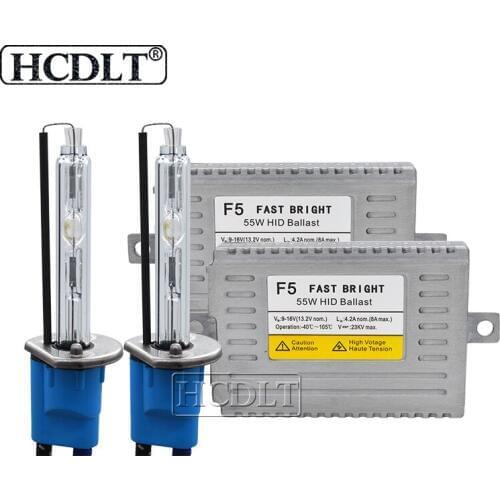 HCDLT 55W HID Car Headlight Kit Xenon H11 H1 H7 HB3 HB4 9012 D2H 5500K HID Lamp Bulb Reactor DLT F5 Fast Start 55W Xenon ballast