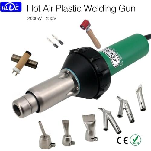 HLTE 2000W Hot Air Plastic Welding Gun Temperatures Adjustable Heat Gun Kits Welding Nozzle 40mm Silicone Hand Pressure Roller