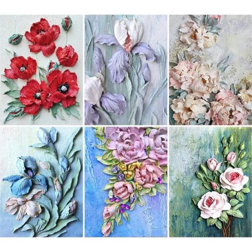 FIYO 5D DIY Diamond Painting Flower Full Drill Square Diamond Embroidery Color Picture Cross Stitch Kits Mosaic Handmade Hobby