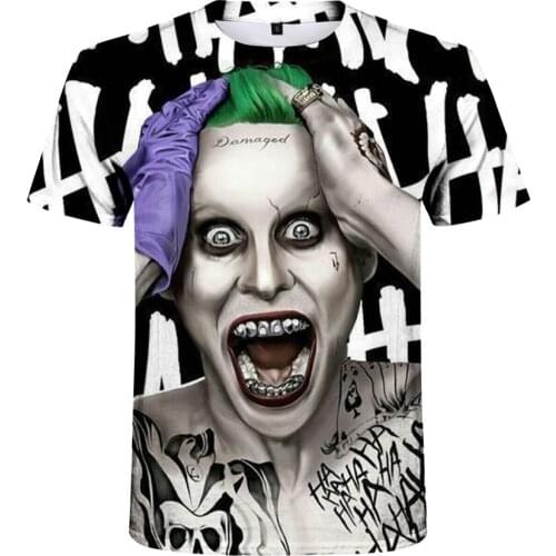 2021 hot sale 3D mens and womens casual sports short-sleeved T-shirt shirt 3D printing devil pattern horror spoof T-shirt