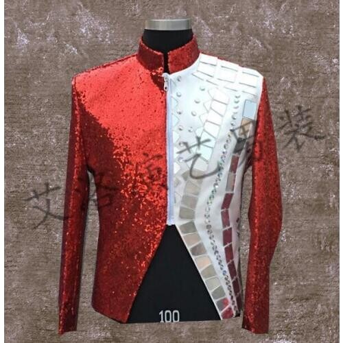 Men lens suits designs masculino homme terno stage costumes for singers men sequin blazer dance clothes style splice punk rock