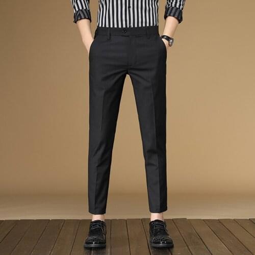 2021 Brand Mens Four Seasons Casual Pants Men Seven Colors Polyester Business Mid Straight Ankle-Length Pants Trousers