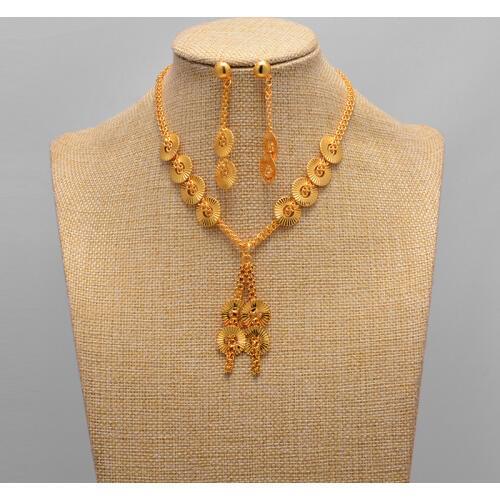 African Bridal jewelry sets For Women African Beads necklace Earring Nigeria Dubai Gold Jewelry India Bridal Jewelry Sets