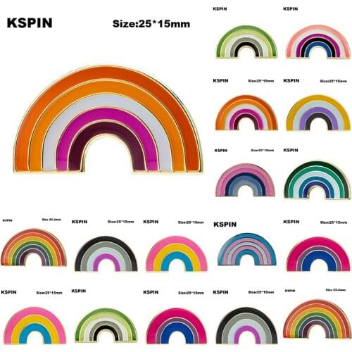 Rainbow Pride Badge Transgender Aromantic Fruid Pride Rainbow Sun Set Nonbinary Asexual Pansexual Pride Badge Lapel Pin Brooch