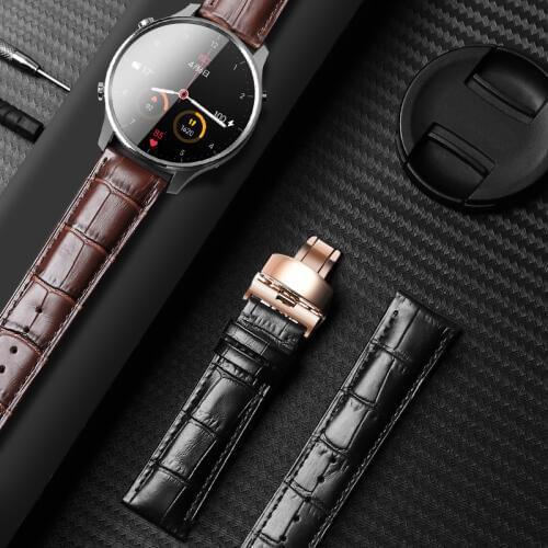 16 18 20 22mm Leather strap for Samsung Galaxy watch 3 Active 2 Replace strap For HONOR Watch es Watch GS PRO Amazfit Watch Band