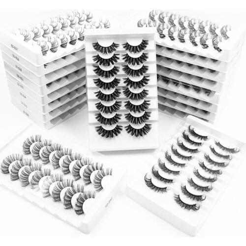 NEW 8pairs 5D Mink Lashes Natural False Eyelashes Dramatic Volume Fake Lashes Makeup Eyelash Extension Silk Eyelashes