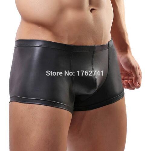 Sexy Men Faux Leather Shorts Mens Fashion Boxers Shorts Man Panties Brand Tight Boy Advance Guard Boxer