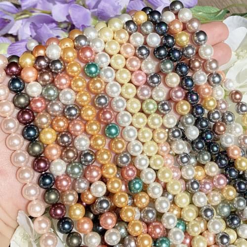 Gray Purple Shell Pearl Beads Natural Round Loose Spacer Finding Beads For Jewelry Making Diy Pendant Bracelet 15" 6/8/10/12mm