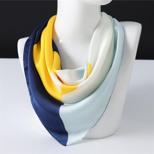 Solid Women Silk Scarf Neck Hair Band Office Lady Foulard Neckerchief Tie 70cm Square Headband Foulard Designer Scarves