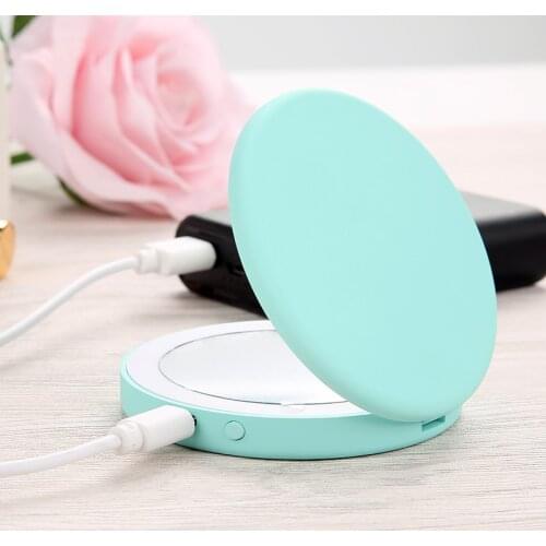 Folding Round Cosmetic Beauty Makeup Mirror With Light Travel Makeup Mirror With Led Light Ladies Makeup Lamp espejo de mano