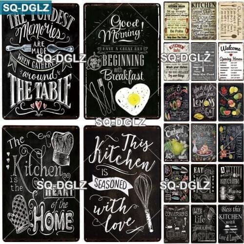 [SQ-DGLZ] Hand Painted KITCHEN Metal Sign Bar Wall Decor Tin Sign Vintage Home Decor Painting Plaques Art Blackboard Poster