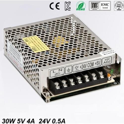 5V 4A 24V 0.5A Ultra mince double sortie alimentation pour LED light Strip SMPS 90 V - 264 V AC entree 5V 24 V sortie D-30 B