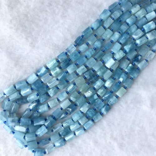 Natural Genuine Raw Mineral Blue Aquamarine Nugget Free Form Smooth Beads 05570