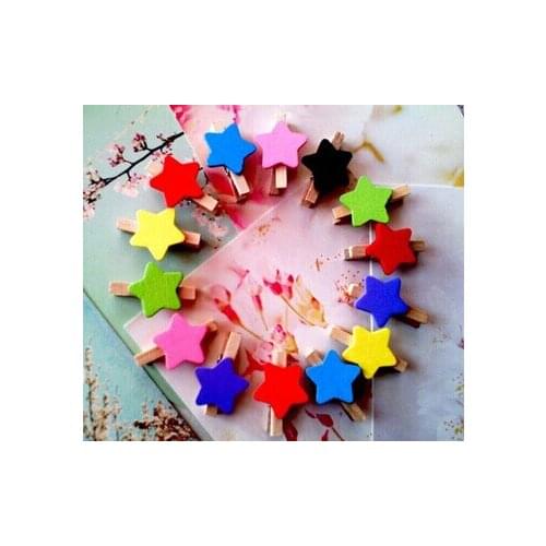 20Pcs Cute Wooden Mini white Heart Clips Photo paper postcard Clips pegs Wedding Party Decoration 30mm red pink blue orange