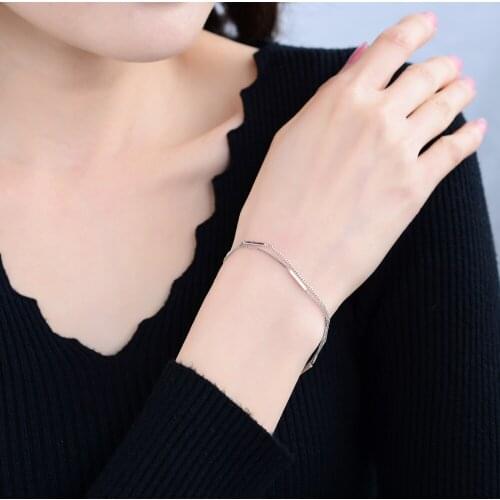 Bohemia Simple hot fashion 925 Sterling Silver Bracelet For Women Bend Tube Box Hand chain Bracelet Jewelry Holiday gifts