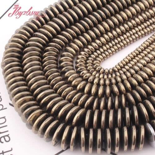2x3,3x8,3x12mm Gold Rondelle Beads Sliced Hematite Natural Stone Spacer Beads For Necklace Bracelet Woman Jewelry Making 15"