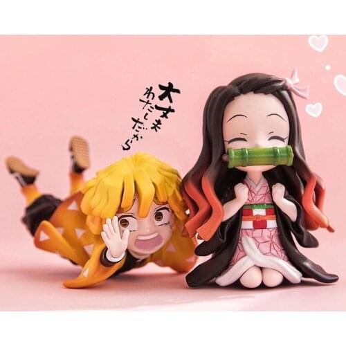 1PC Anime GK Figure Demon Slayer Kimetsu No Yaiba Kamado Nezuko Agatsuma Zenitsu Cute Toys for Kids Collectible Model PVC Doll
