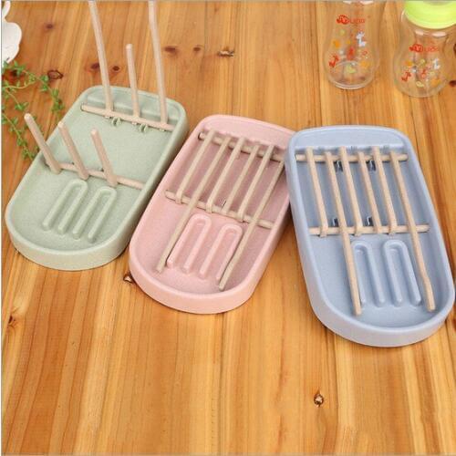 1PC Wheat Straw Foldable Baby Bottle Drying Rack Hanging Cups Holder Kitchen Drain Shelf For Baby Bottles OK 0540