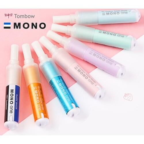 1pc TOMBOW MONO ONE Plastic Eraser EH-SSM Refillable Lipstick Rubber Japanese Stationery for Student,Kids Small Gift 10 Colors