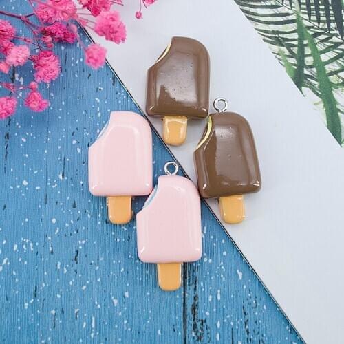 10pcs/lot Icecream DIY Resin Accessories for Jewelry Earring Keychain Necklace Pendant Flatback Fake Food Childrens toys