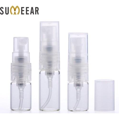 100Pcs/Lot 1ml 2ml Mini Small Round Glass Containers Perfume Bottles Atomizer Empty Cosmetic Containers For Sample