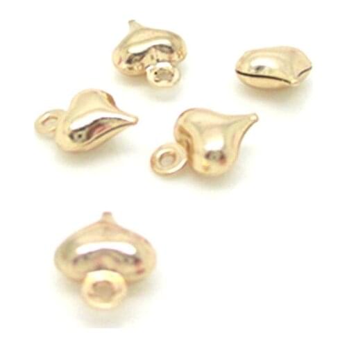 20PCS 6x8MM 24K Gold Color Plated Heart Pendant Charm for DIY Jewelry Making Finding Accessories