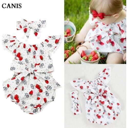 Newborn Baby Girl Clothes Summer Romper Jumpsuit+Headband 2PCS Floral Cute Girl Clothes Outfit Baby Romper