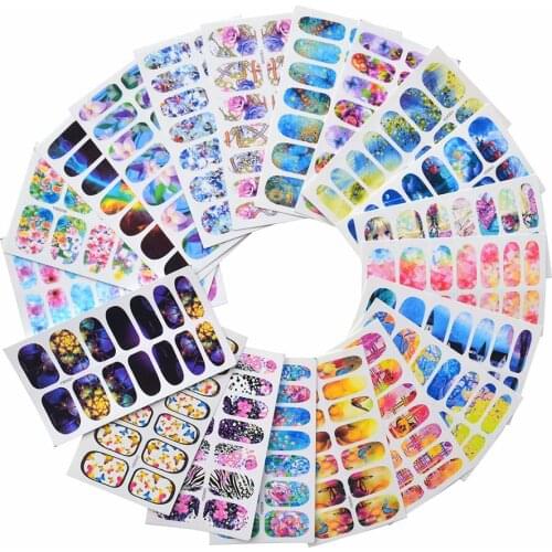 20 Sheets/Set Women Girls Nail Stickers Starry Sky Flower Butterfly Nail Decal Wrap Decoration