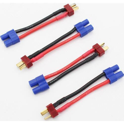 20 pcs/lot RC Parts T Plugs Male to Female EC3 Connector 14AWG 60 mm Wire Cable Adapter DZ0196