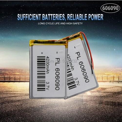 2pc 3.7v 4000mAh 606090 Lithium Polymer Rechargeable Battery For GPS MP4 Camera Power Bank Tablet Electric Toys PAD DVD