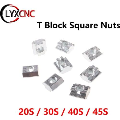 5/10/50/100PC M3 M4 M5 M6 M8 M10 T Block Square Nuts Sliding Hammer Nut for Fastener Aluminum Profile 2020 3030 4040 4545 Series