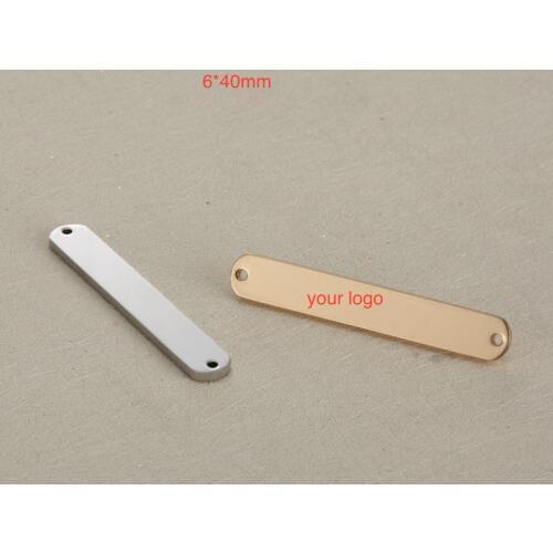 50pcs 6*40mm 2 holes Custom Stainless Steel Necklace pendant-Customized Rectangle Charms Engrave Laser your own logo