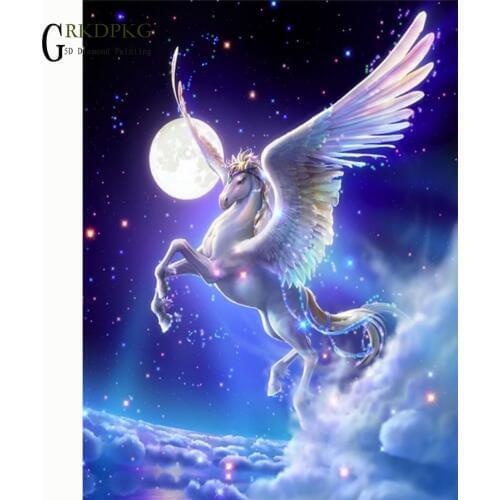 5D Diy Full Diamond Painting Pegasus Pictures Cross Stitch kits Diamond Embroidery Crystals round Diamond Mosaic Landscape drill