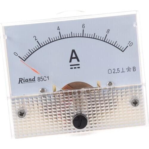 85C1 DC 0-10A Rectangle Analog Panel Ammeter Gauge