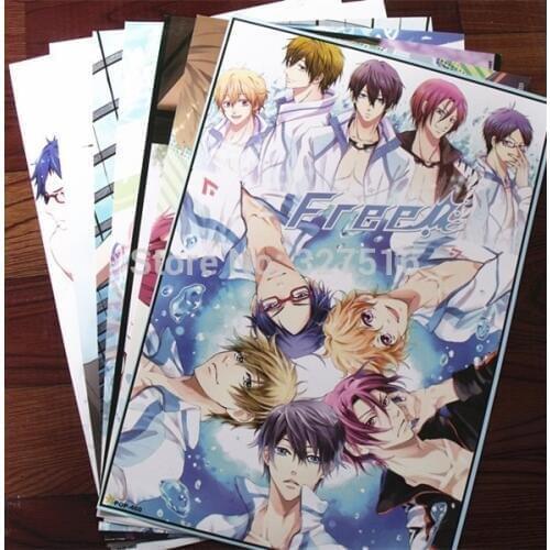 Anime Free! Iwatobi Swim Club Haruka Nanase,Tachibana Makoto,Rin Matsuoka figures poster anime posters for walls free shipping